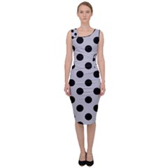 Polka Dots Black On Cloudy Grey Sleeveless Pencil Dress by FashionBoulevard