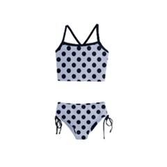 Polka Dots Black On Cloudy Grey Girls  Tankini Swimsuit by FashionBoulevard