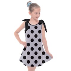 Polka Dots Black On Cloudy Grey Kids  Tie Up Tunic Dress by FashionBoulevard