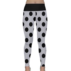 Polka Dots Black On Cloudy Grey Lightweight Velour Classic Yoga Leggings by FashionBoulevard