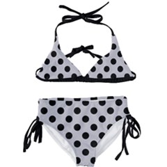 Polka Dots Black On Cloudy Grey Kids  Classic Bikini Set by FashionBoulevard