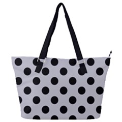 Polka Dots Black On Cloudy Grey Full Print Shoulder Bag by FashionBoulevard