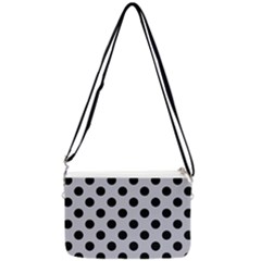 Polka Dots Black On Cloudy Grey Double Gusset Crossbody Bag by FashionBoulevard