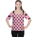 Polka Dots Black On Flamingo Pink Cutout Shoulder Tee View1