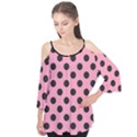 Polka Dots Black On Flamingo Pink Flutter Tees View1