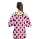 Polka Dots Black On Flamingo Pink Flutter Tees View2