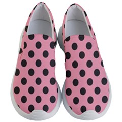 Polka Dots Black On Flamingo Pink Women s Lightweight Slip Ons by FashionBoulevard