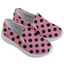 Polka Dots Black On Flamingo Pink Kids Lightweight Slip Ons View3