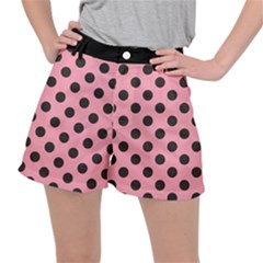 Polka Dots Black On Flamingo Pink Ripstop Shorts by FashionBoulevard