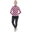 Polka Dots Black On Flamingo Pink Casual Zip Up Jacket View2