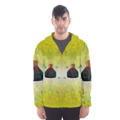 Birds And Sunshine With A Big Bottle Peace And Love Men s Hooded Windbreaker by pepitasart