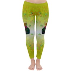 Birds And Sunshine With A Big Bottle Peace And Love Classic Winter Leggings by pepitasart