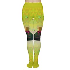 Birds And Sunshine With A Big Bottle Peace And Love Tights by pepitasart