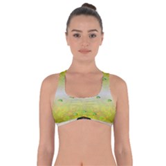 Birds And Sunshine With A Big Bottle Peace And Love Got No Strings Sports Bra by pepitasart