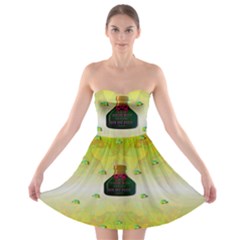 Birds And Sunshine With A Big Bottle Peace And Love Strapless Bra Top Dress by pepitasart