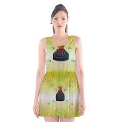 Birds And Sunshine With A Big Bottle Peace And Love Scoop Neck Skater Dress by pepitasart