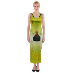 Birds And Sunshine With A Big Bottle Peace And Love Fitted Maxi Dress by pepitasart