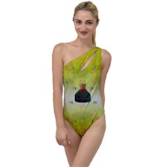 Birds And Sunshine With A Big Bottle Peace And Love To One Side Swimsuit by pepitasart