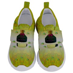 Birds And Sunshine With A Big Bottle Peace And Love Kids  Velcro No Lace Shoes by pepitasart