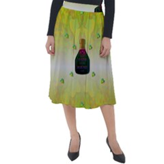 Birds And Sunshine With A Big Bottle Peace And Love Classic Velour Midi Skirt  by pepitasart