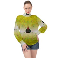 Birds And Sunshine With A Big Bottle Peace And Love High Neck Long Sleeve Chiffon Top by pepitasart