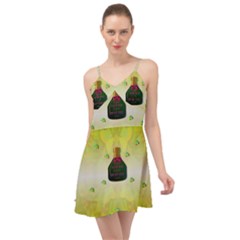 Birds And Sunshine With A Big Bottle Peace And Love Summer Time Chiffon Dress by pepitasart