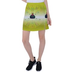 Birds And Sunshine With A Big Bottle Peace And Love Tennis Skirt by pepitasart