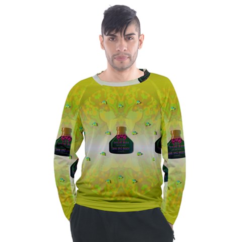 Birds And Sunshine With A Big Bottle Peace And Love Men s Long Sleeve Raglan Tee by pepitasart