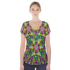 Birds In Peace And Calm Short Sleeve Front Detail Top by pepitasart