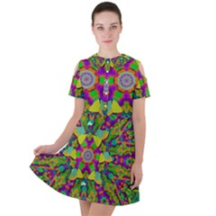 Birds In Peace And Calm Short Sleeve Shoulder Cut Out Dress  by pepitasart