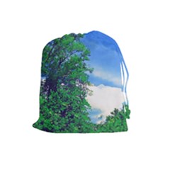 Drawing Of A Summer Day Drawstring Pouch (large) by Fractalsandkaleidoscopes