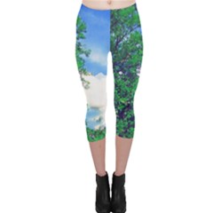 Drawing Of A Summer Day Capri Leggings  by Fractalsandkaleidoscopes