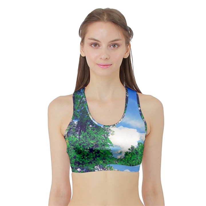 Drawing of A Summer Day Sports Bra with Border