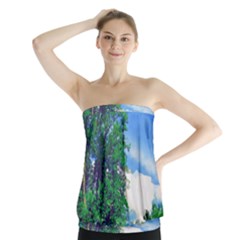 Drawing Of A Summer Day Strapless Top by Fractalsandkaleidoscopes