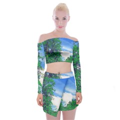 Drawing Of A Summer Day Off Shoulder Top With Mini Skirt Set by Fractalsandkaleidoscopes