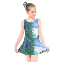 Drawing Of A Summer Day Kids  Skater Dress Swimsuit by Fractalsandkaleidoscopes