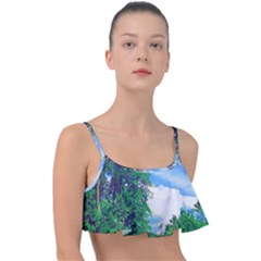 Drawing Of A Summer Day Frill Bikini Top by Fractalsandkaleidoscopes