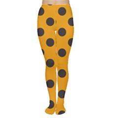 Polka Dots Black On Honey Orange Tights