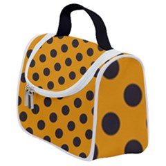 Polka Dots Black On Honey Orange Satchel Handbag by FashionBoulevard