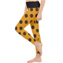 Polka Dots Black On Honey Orange Lightweight Velour Classic Yoga Leggings View3