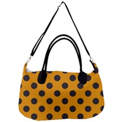 Polka Dots Black On Honey Orange Removal Strap Handbag by FashionBoulevard