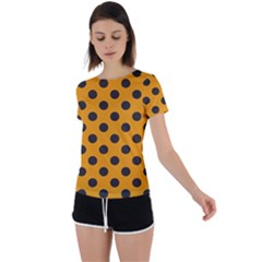 Polka Dots Black On Honey Orange Back Circle Cutout Sports Tee