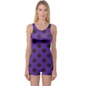 Polka Dots Black On Imperial Purple One Piece Boyleg Swimsuit View1