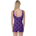 Polka Dots Black On Imperial Purple One Piece Boyleg Swimsuit View2