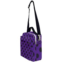 Polka Dots Black On Imperial Purple Crossbody Day Bag by FashionBoulevard