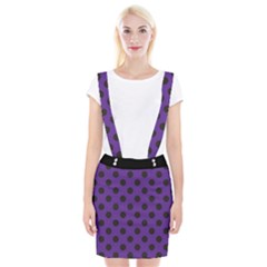 Polka Dots Black On Imperial Purple Braces Suspender Skirt by FashionBoulevard