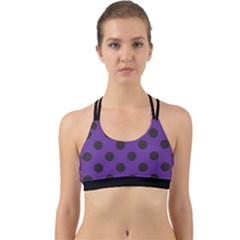 Polka Dots Black On Imperial Purple Back Web Sports Bra by FashionBoulevard