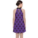 Polka Dots Black On Imperial Purple Velvet Halter Neckline Dress  View2