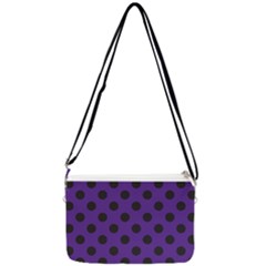 Polka Dots Black On Imperial Purple Double Gusset Crossbody Bag by FashionBoulevard