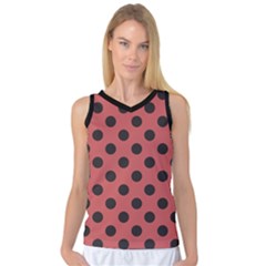 Polka Dots Black On Indian Red Women s Basketball Tank Top by FashionBoulevard